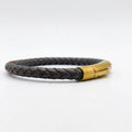 Empaque KRV pulsera de cuero trenzado gris oscuro