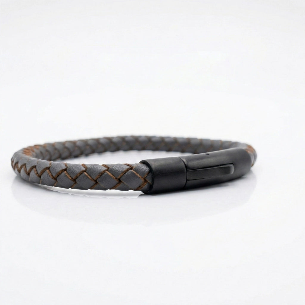 Cuero trenzado 5 mm: Gris Oscura