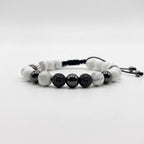 Set de 2 pulsera: Howlita y cuero trenzado negro