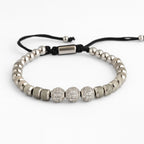 Pulsera para hombre en acero inoxidable con piedras de circonia cúbica  plateado