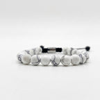 Pulsera de Howlita Blanca para Hombre con Nudo Corredizo