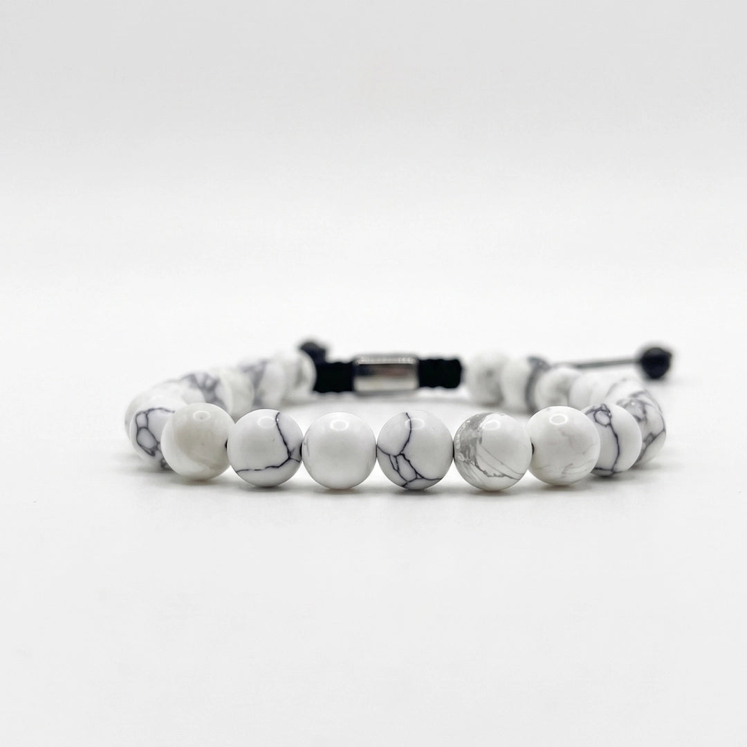 Pulsera de Howlita Blanca para Hombre con Nudo Corredizo
