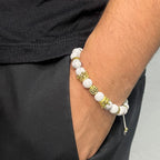 Pulsera de cuentas howlita natural, accesorios krv para hombre. Envio gratis a toda Colombia disponible