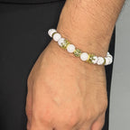 Pulsera de cuentas howlita natural, accesorios krv para hombre. Envio gratis a toda Colombia disponible