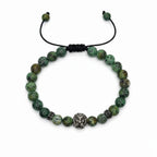 Pulsera de jaspe verde africano, krv accesorios, dije metálico de leon. Envio a toda colombia y contraentrega disponible.