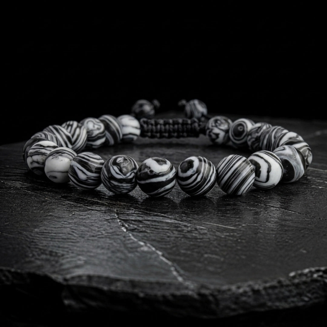 Pulsera ajustable  Jaspe Cebra 8mm