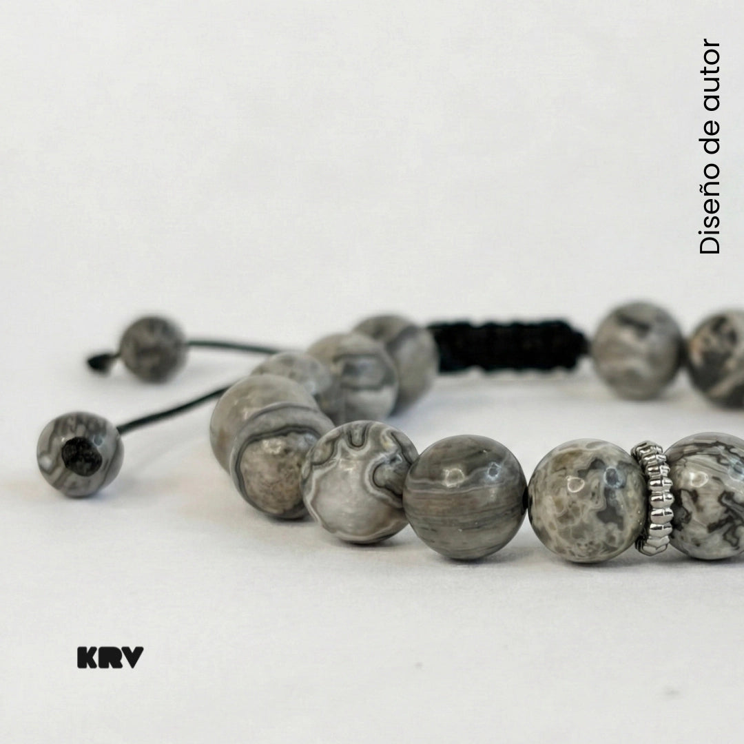 PULSERA JASPE GRIS