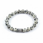 Pulsera jaspe dálmata, detalle patrón moteado natural