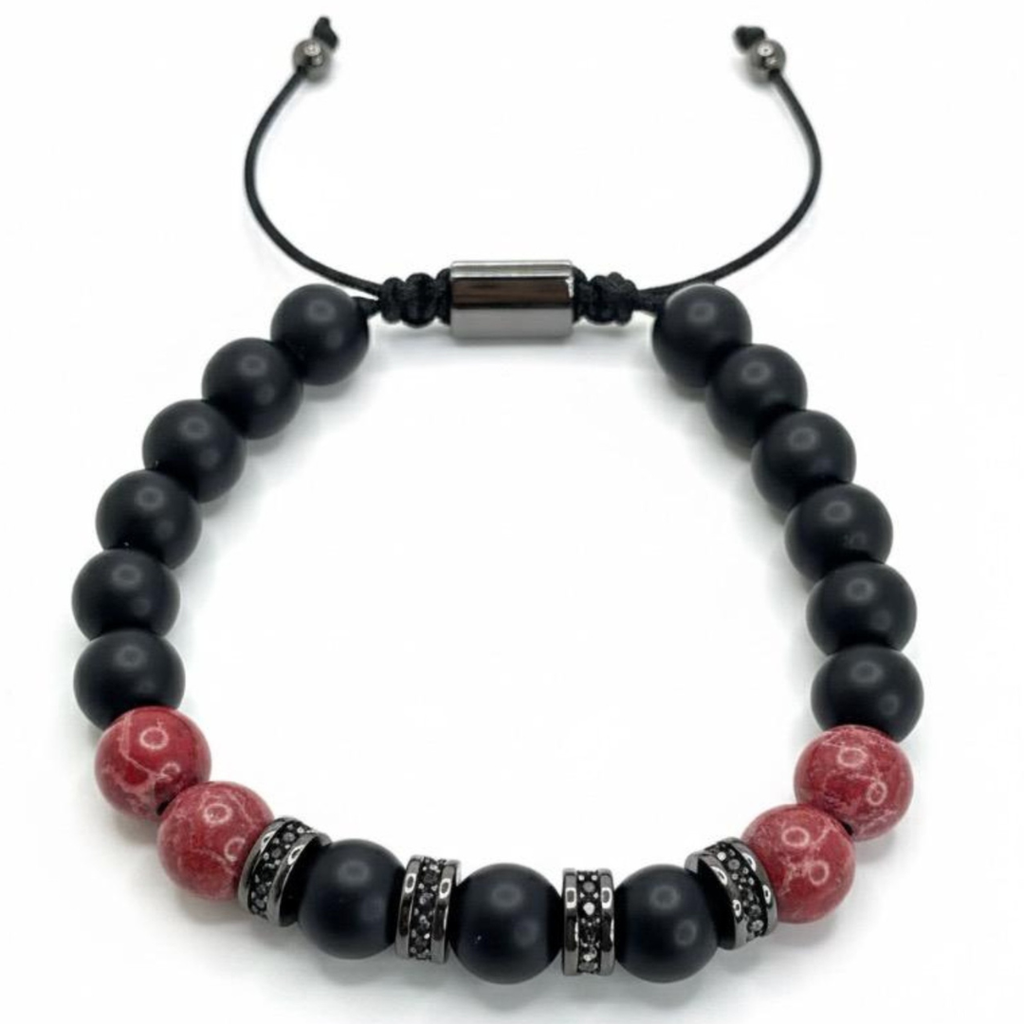Pulsera jaspe rojo y onix para hombre, envio a toda colombia desde barranquilla