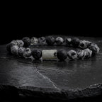 Pulsera hombre labradorita facetada con piedra volcánica