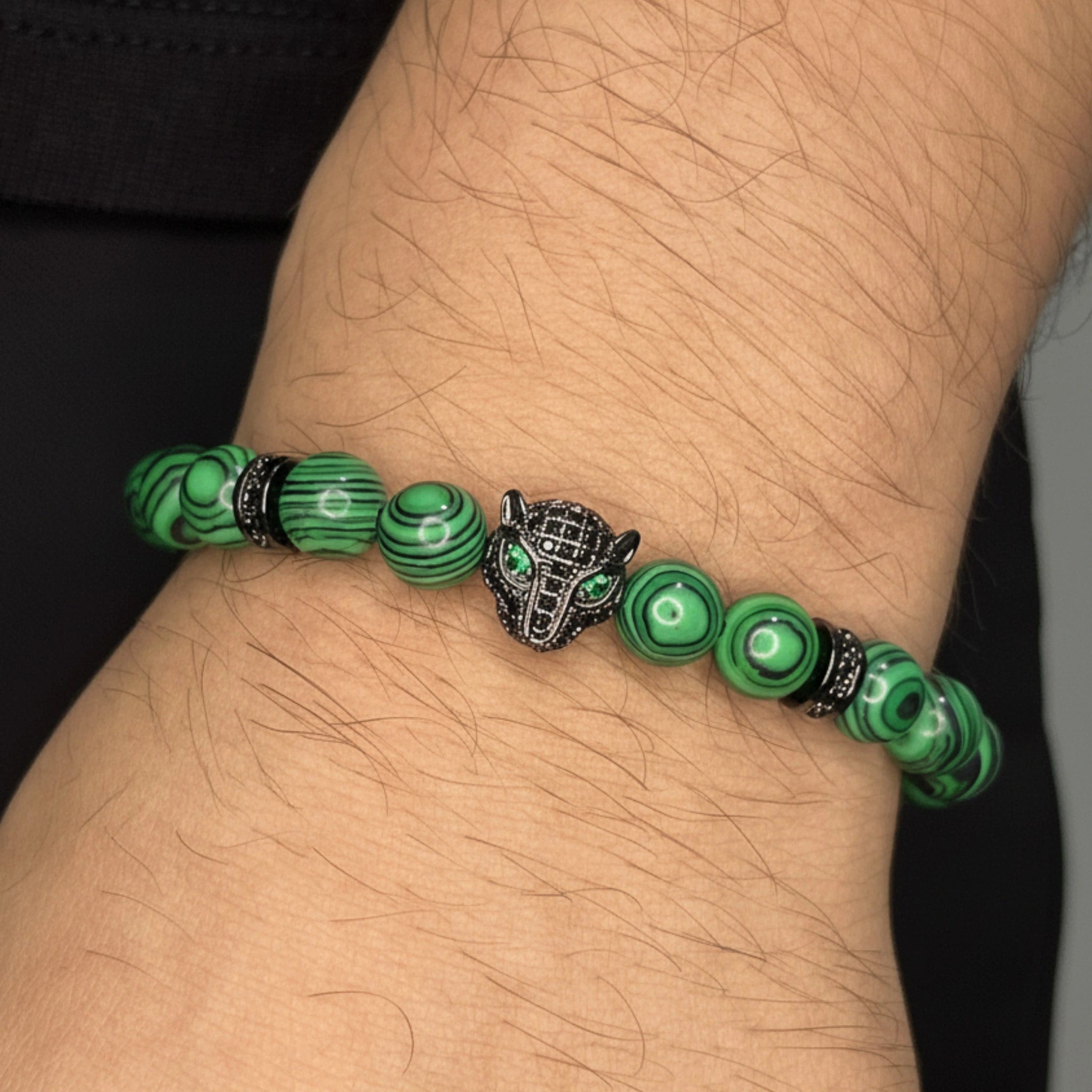 Pulsera de cuentas malaquitas para hombre, cuentas naturales KRV ACCESORIOS, Envios gratis y contraentrega disponible a toda Colombia