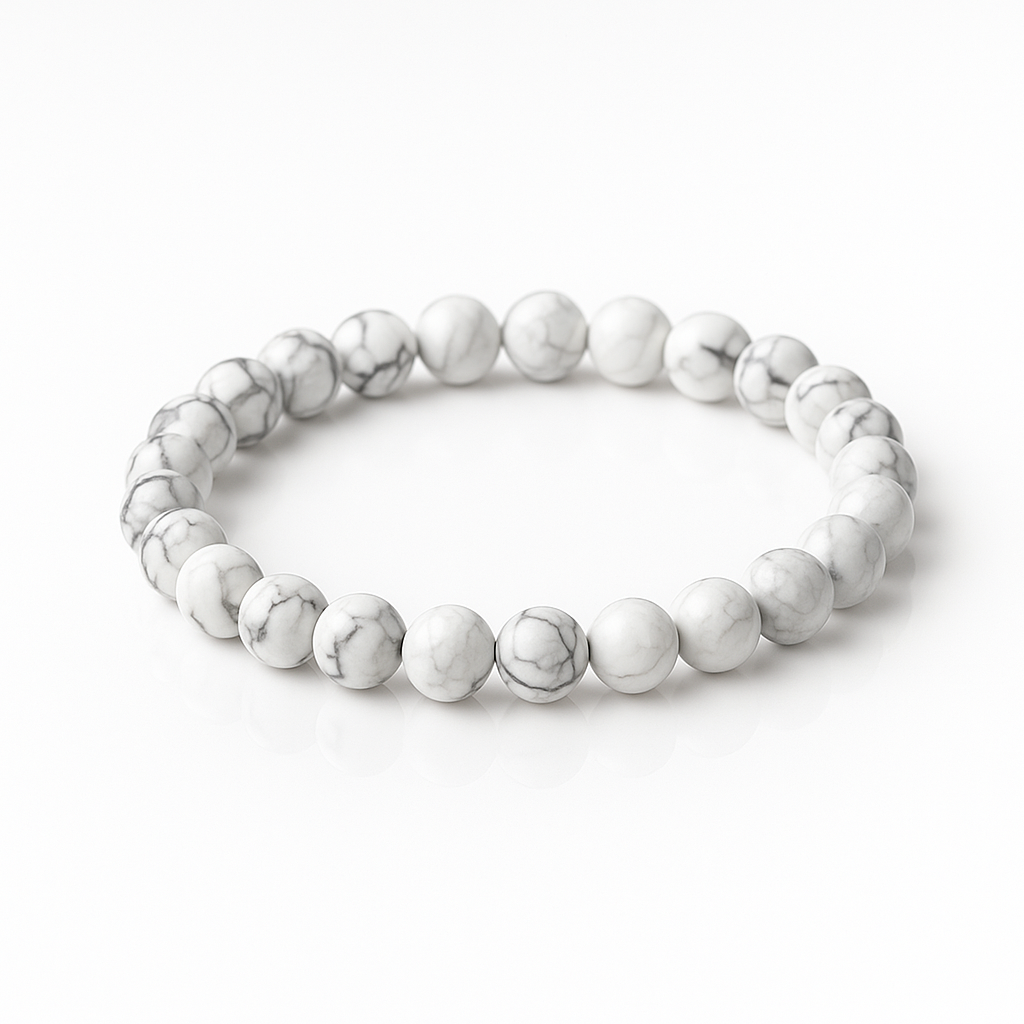 Pulsera howlita, detalle vetas grises naturales