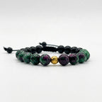 Pulsera de nudo corredizo con piedra naturales onix y anyolita