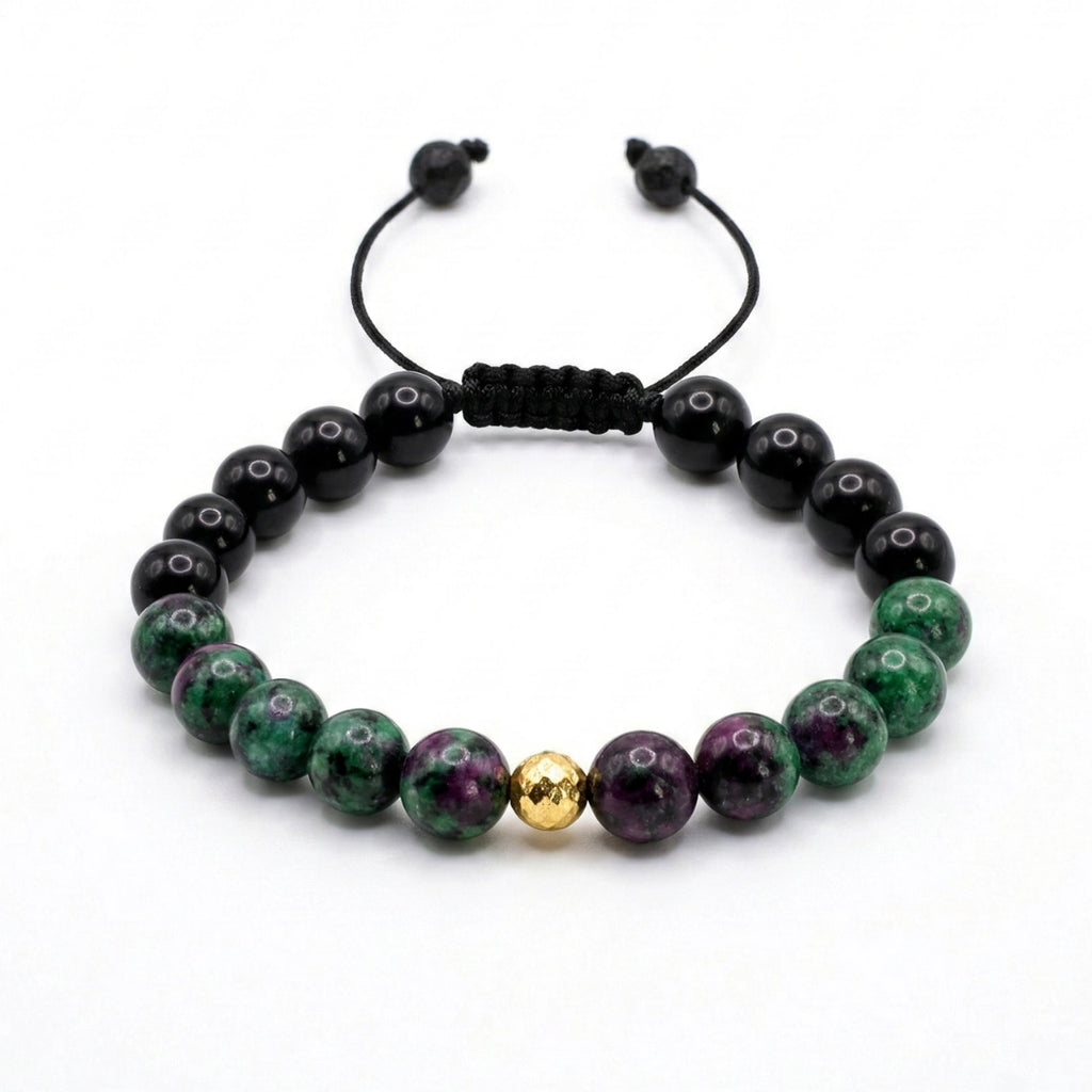 Pulsera ajustable con nudo corredizo para hombre, piedra ónix shiny 