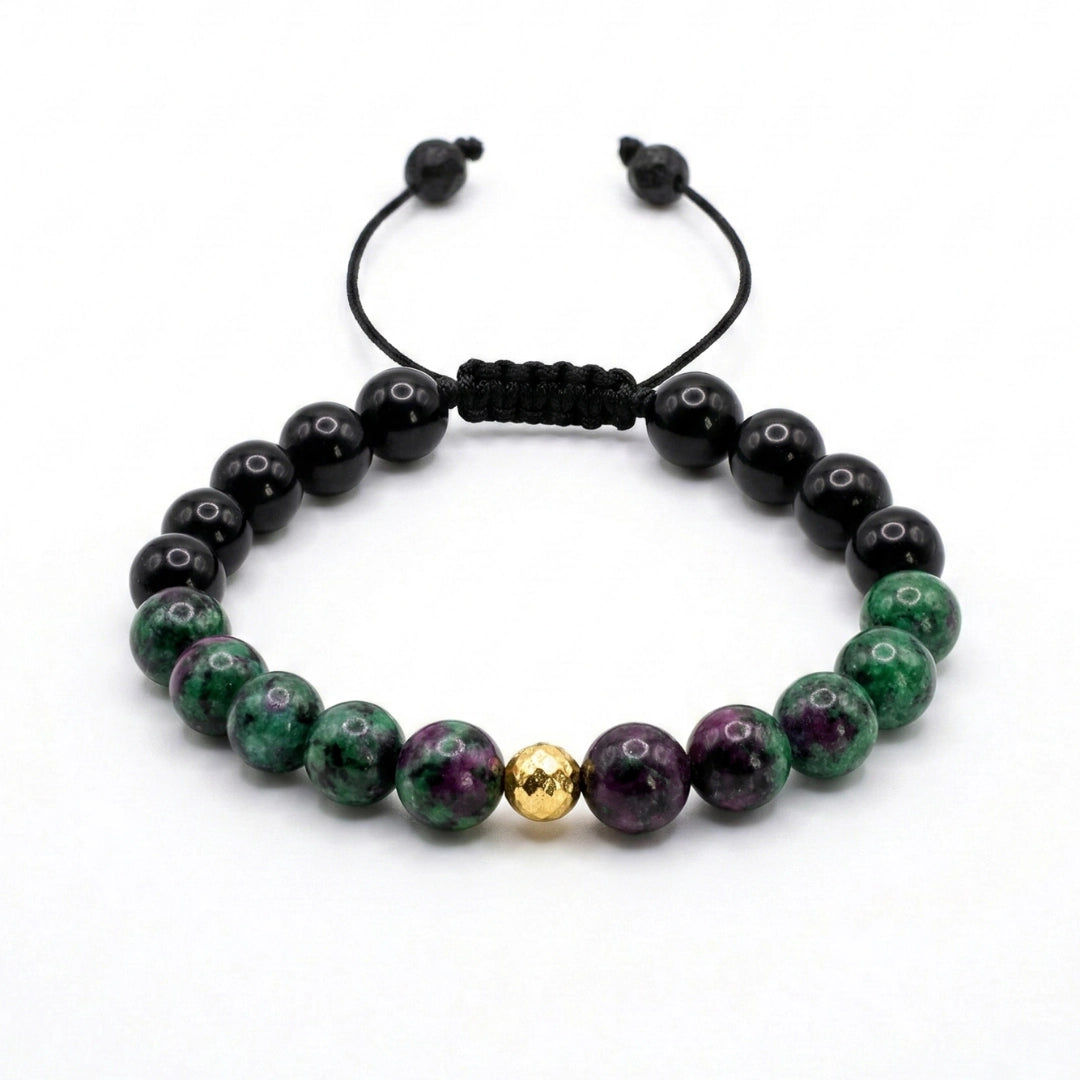 Pulsera ajustable con nudo corredizo para hombre, piedra ónix shiny 