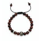 Pulsera ojo de tigre rojo con dije metálico de león, krv accesorios para hombre. Envio y contraentrega a toda Colombia