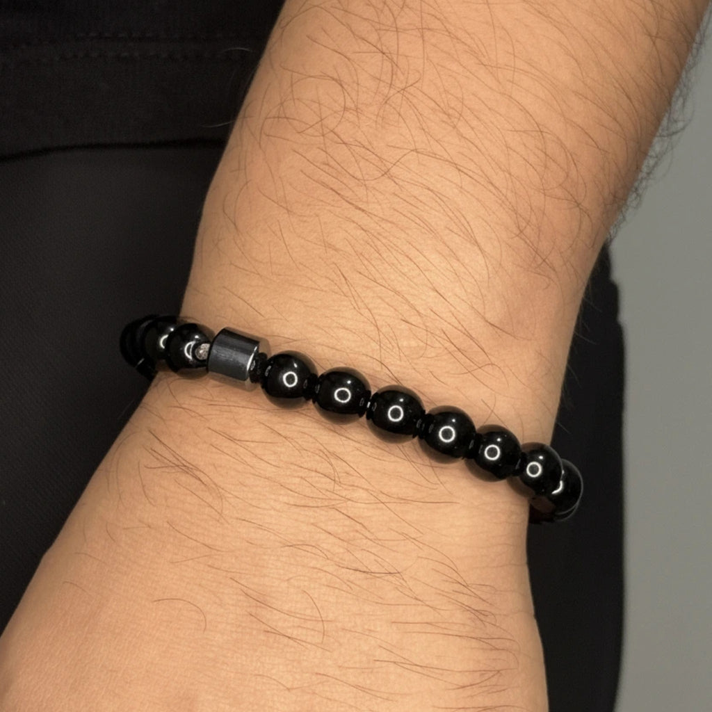 Pulsera de cuentas naturales turmalina, KRV accesorios para hombres. Envio gratis y contraentrega disponible a toda Colombia