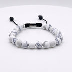 Pulsera de Howlita Blanca para Hombre con Nudo Corredizo