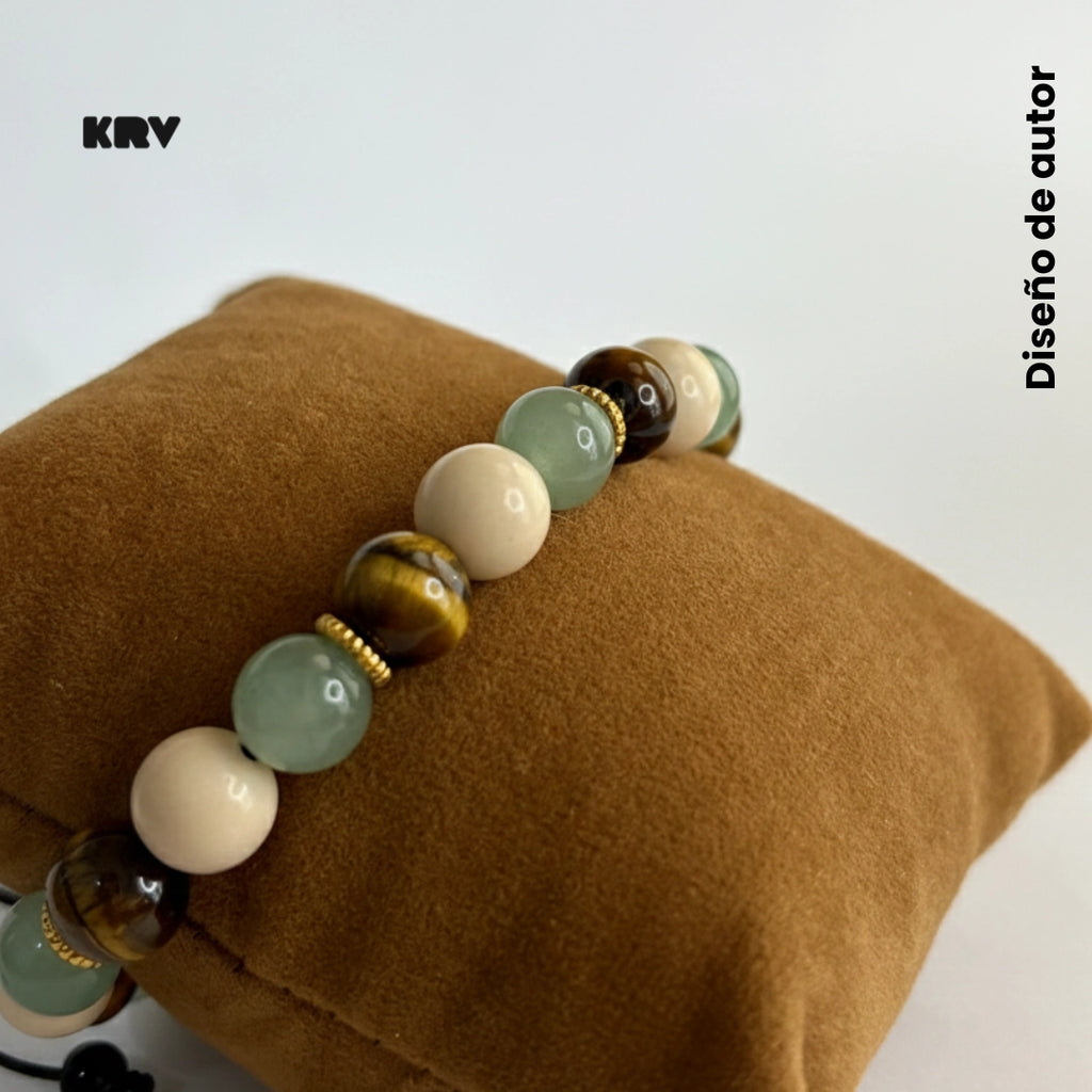 Pulsera de piedra natural ojo de tigre y Jade Verde: 8mm
