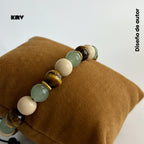 Pulsera de piedra natural ojo de tigre y Jade Verde: 8mm
