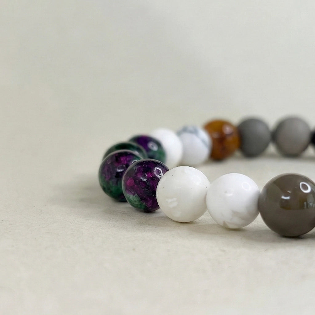 Pulsera Talos, vista de mezcla pino blanco y ojo de tigre