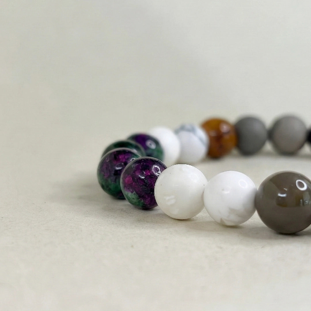 Pulsera Talos, vista de mezcla pino blanco y ojo de tigre