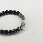 Pulsera con vista media de jaspe cebra piedra volcánica y ónix para hombre
