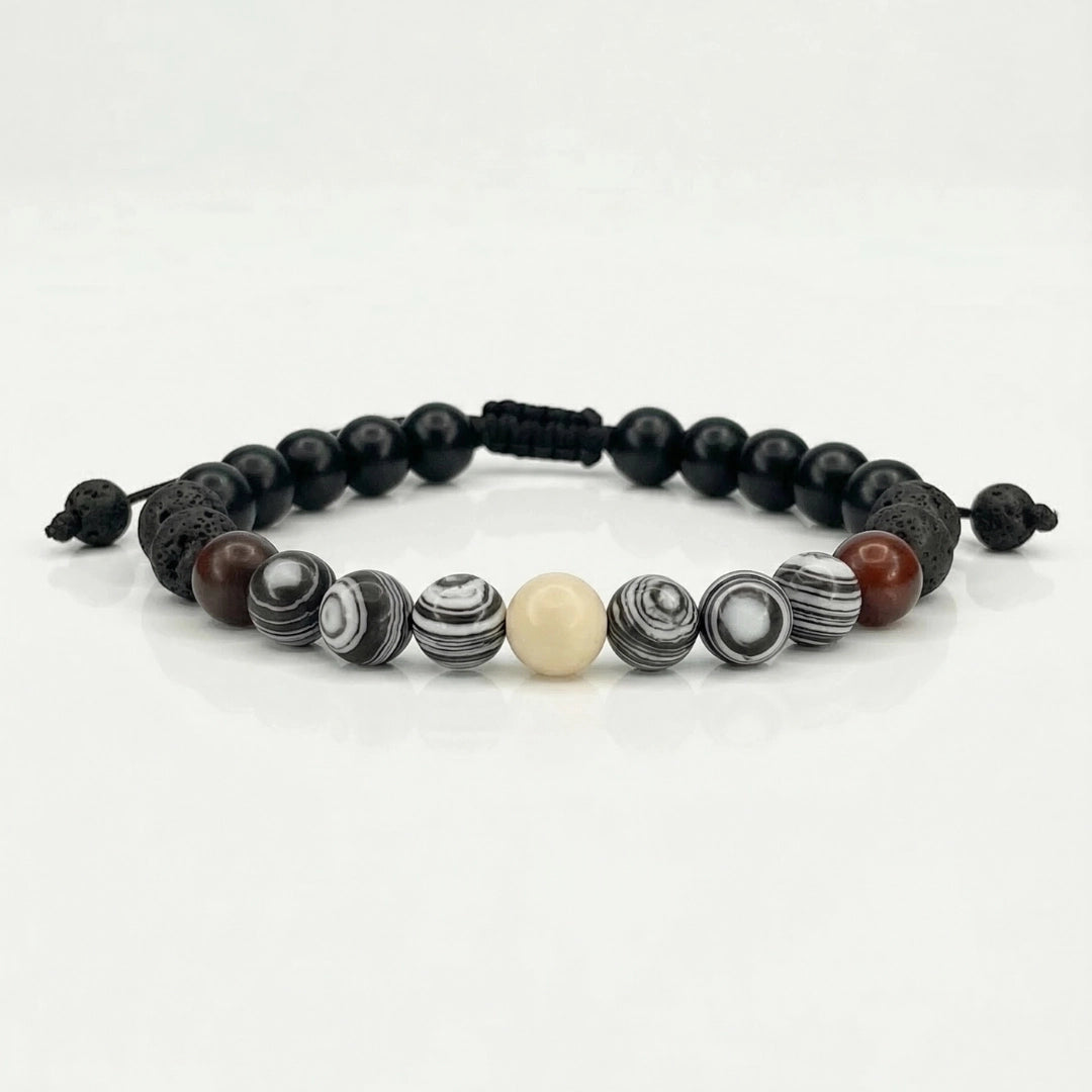 Pulsera para hombre con piedra natural  jaspe cebra 