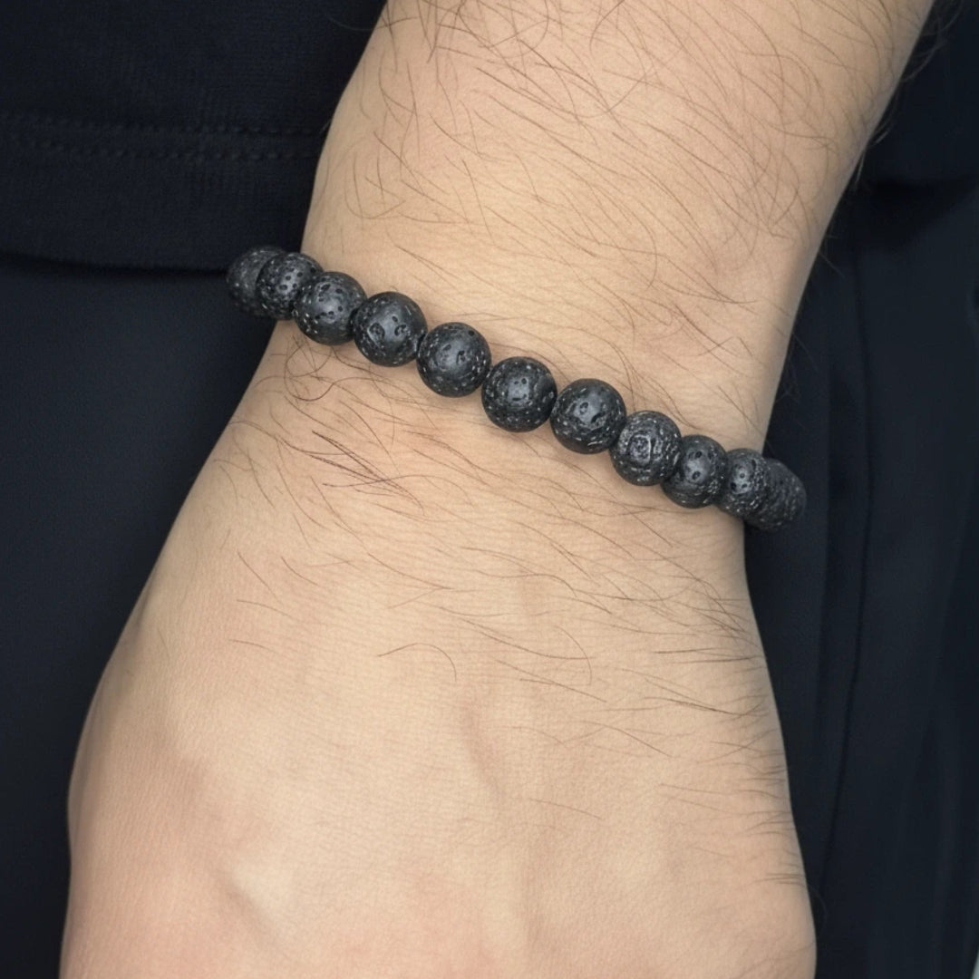 Pulseras de cuentas naturales volcánicas, accesorios krv para hombre. Envios a toda Colombia y contraentrega disponible