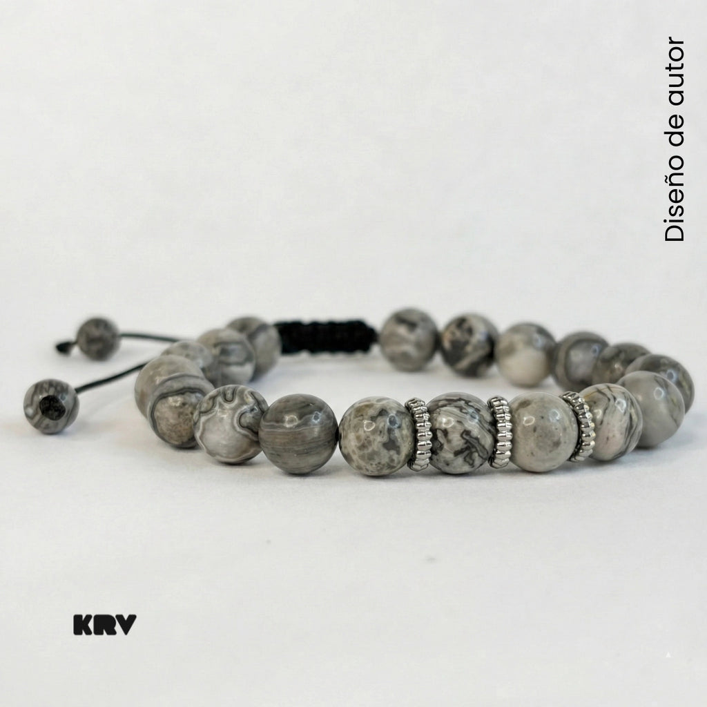 PULSERA JASPE GRIS