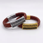 Pulsera Atenas Cuero marrón Whisky | Greek Key