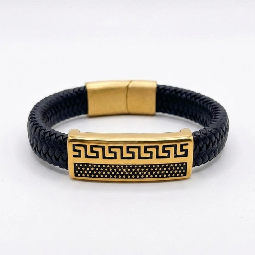 Pulsera Atenas minimalista con simbología griega para hombre