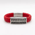 Pulsera de cuero rojo estilo griego Atenas, accesorio elegante para regalo hombre