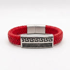 Pulsera de cuero rojo estilo griego Atenas, accesorio elegante para regalo hombre