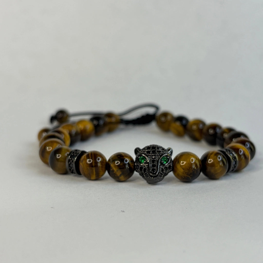 Pulsera Leopardo Africano: Ojo de Tigre 8 mm