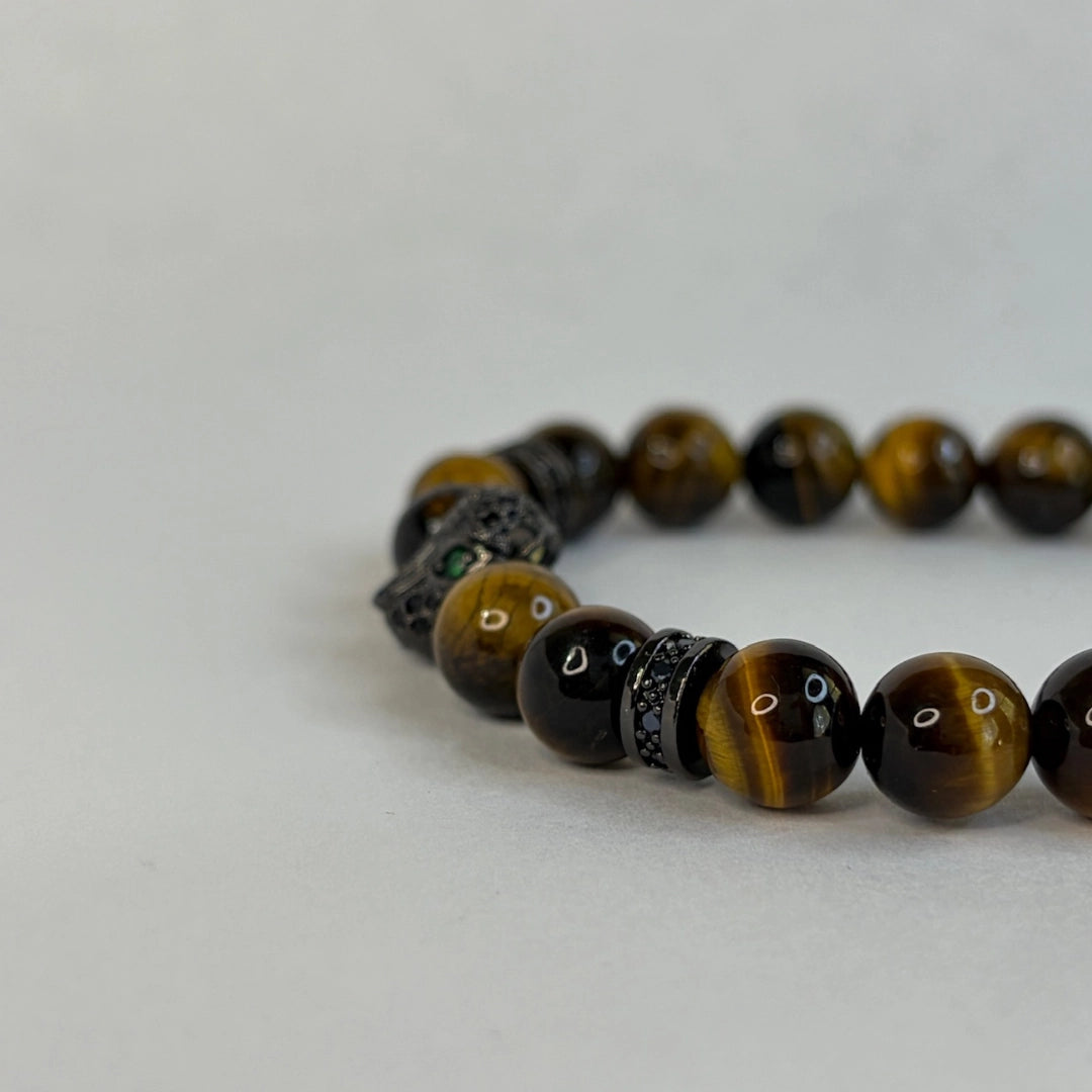 Pulsera Leopardo Africano: Ojo de Tigre 8 mm