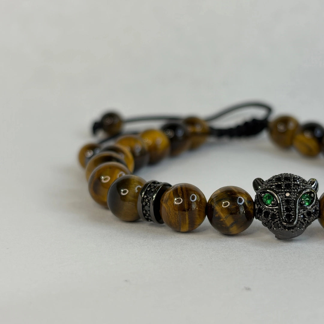 Pulsera Leopardo Africano: Ojo de Tigre 8 mm
