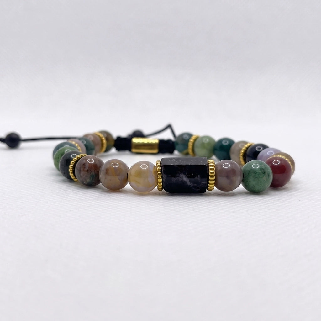 SET 2 pulseras: cuero y Ágata India