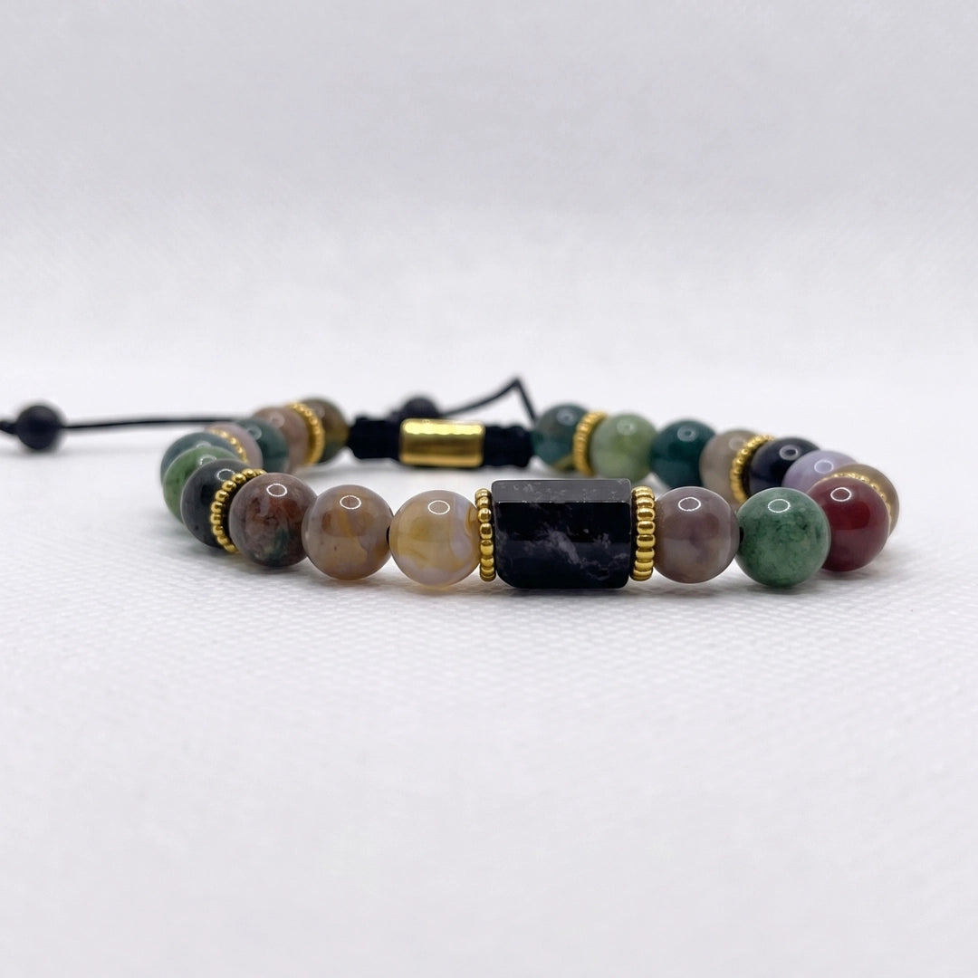 SET 2 pulseras: cuero y Ágata India