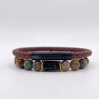 SET 2 pulseras: cuero y Ágata India