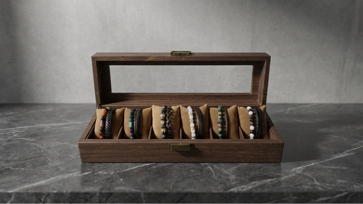 Conjunto de piedras naturales y pulseras de cuero genuino bovino para hombres, accesorios calidad en colombia, envios desde barranquilla